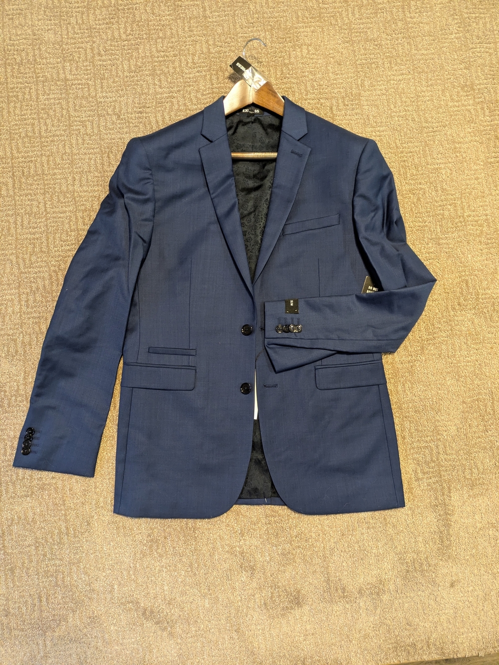 Express Men's Dark Navy Two-Button Suit Jacket